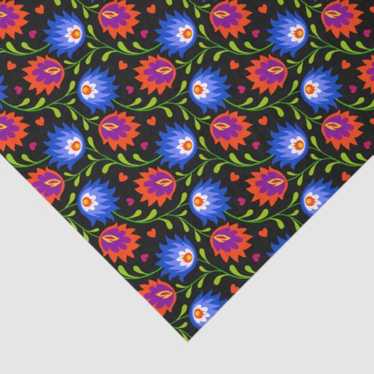 Kleurrijk Mexicaans Bloemmotief Elegant en Krachti Tissuepapier (Detail)