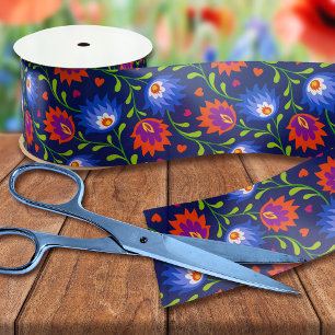 Kleurrijk Mexicaans Bloemmotief Elegant Krachten Satijnen Lint