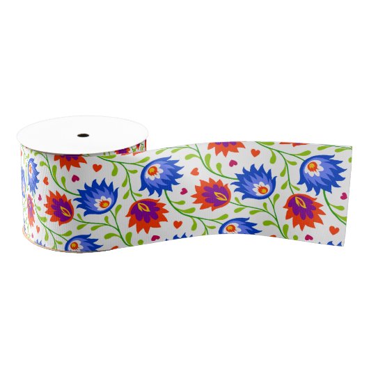 Kleurrijk Mexicaans Bloempatroon Elegant Krachtig Grosgrain Lint (Spoel)