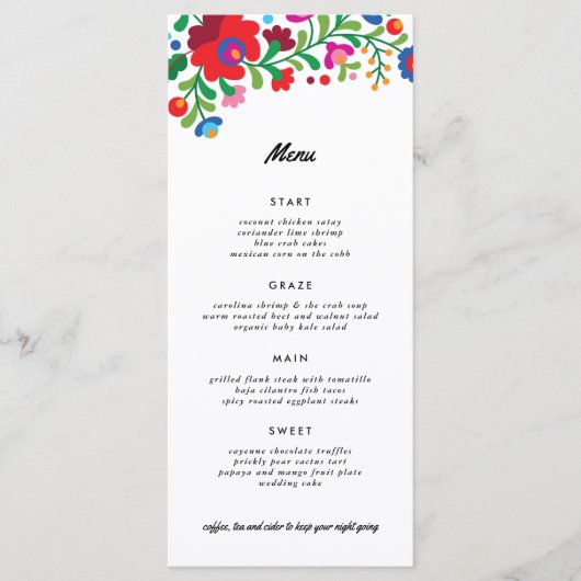 Kleurrijk Mexicaans borduurdiner Menu (Voorkant)