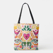 Kleurrijk Mexicaans design met hart en vogels Tote Bag (Achterkant)
