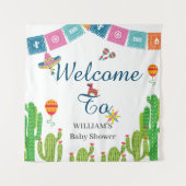 Kleurrijk Mexicaans Feest Cactus Baby Shower Wandkleed (Voorkant)