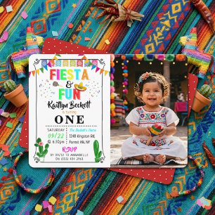 Kleurrijk Mexicaans Feest & Plezierige 1e Verjaard Kaart