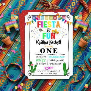 Kleurrijk Mexicaans Feest & Plezierige 1e Verjaard Kaart