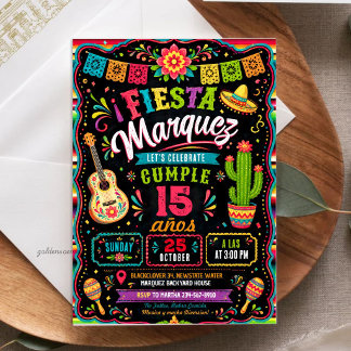 Kleurrijk Mexicaans Feest Quinceañera Verjaardag Kaart