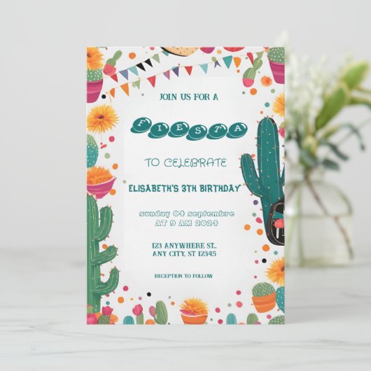 Kleurrijk Mexicaans feest verjaardag Kaart (Staand voorkant)