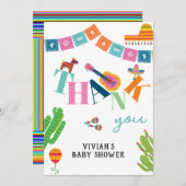 Kleurrijk Mexicaans Fiesta Baby shower Bedankkaart (Voorkant / Achterkant)