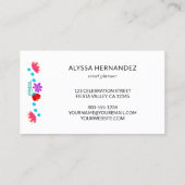 Kleurrijk Mexicaans Fiesta Bloemen Wit Visitekaart Visitekaartje (Achterkant)