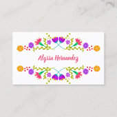 Kleurrijk Mexicaans Fiesta Bloemen Wit Visitekaart Visitekaartje (Voorkant)