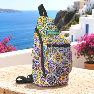 Kleurrijk Mexicaans Marokkaans Siciliaans tegelpat Sling Bag