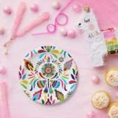 Kleurrijk Mexicaans otomi Butterfly Patroon Papieren Bordje (Feest)