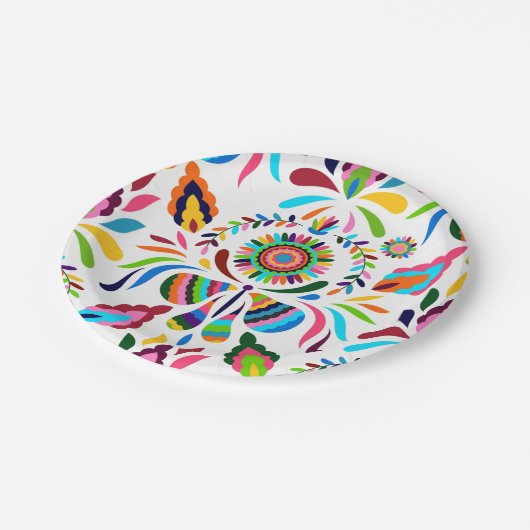 Kleurrijk Mexicaans otomi Butterfly Patroon Papieren Bordje (Gekanteld)