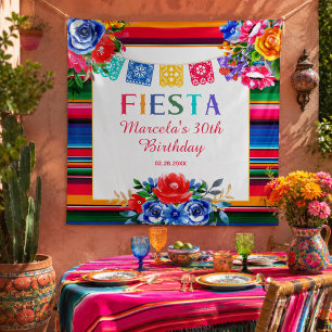 Kleurrijk Mexicaans Serape Bloem Fiesta Wandkleed