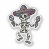 Kleurrijk Mexicaans Skelet Sticker (Voorkant)