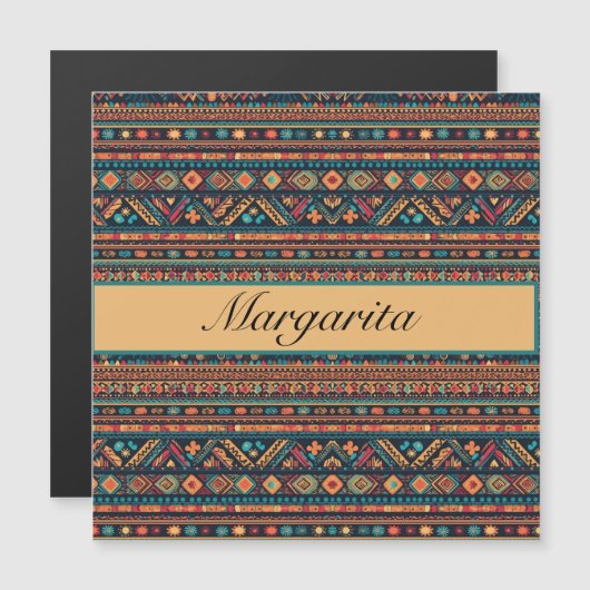 Kleurrijk Mexicaans stijlpatroon Magnetische Uitnodiging (Voorkant / Achterkant)
