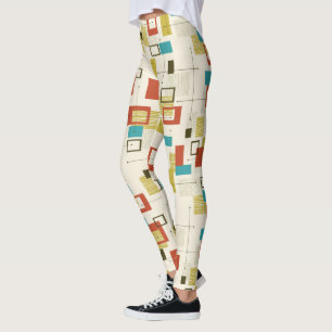 Kleurrijk Mid-Century modern geometrisch patroon Leggings