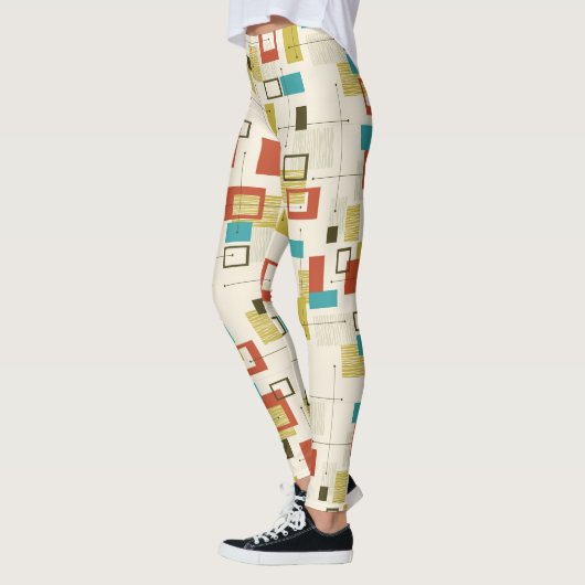 Kleurrijk Mid-Century modern geometrisch patroon Leggings (Links)