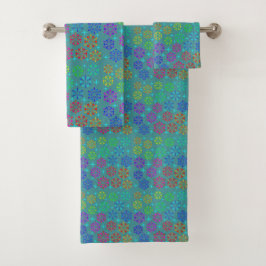 Kleurrijk mid-century retro patroon kunst ontwerp bad handdoek