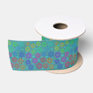 Kleurrijk mid-century retro patroon kunst ontwerp satijnen lint