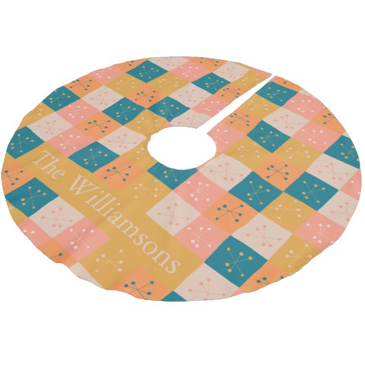 Kleurrijk, middelbaar, atoompatroon gepersonalisee kerstboom rok (Gekanteld)