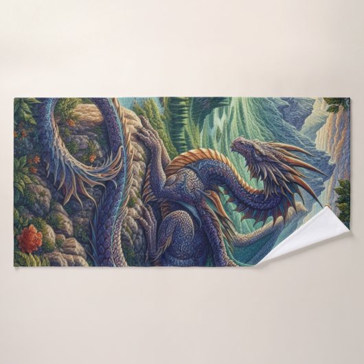 Kleurrijk, middeleeuws Drakenkasteel Badhanddoek (Badhanddoek)