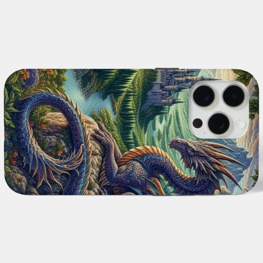 Kleurrijk, middeleeuws Drakenkasteel Case-Mate iPhone Case (Achterkant (horizontaal))