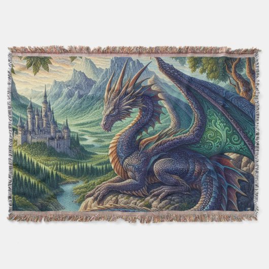 Kleurrijk, middeleeuws Drakenkasteel Deken (Voorkant)