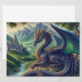 Kleurrijk, middeleeuws Drakenkasteel Feestdagenkaart (Voorkant / Achterkant)