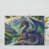 Kleurrijk, middeleeuws Drakenkasteel Feestdagenkaart (Staand voorkant)