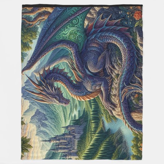 Kleurrijk, middeleeuws Drakenkasteel Fleece Deken (Voorkant)