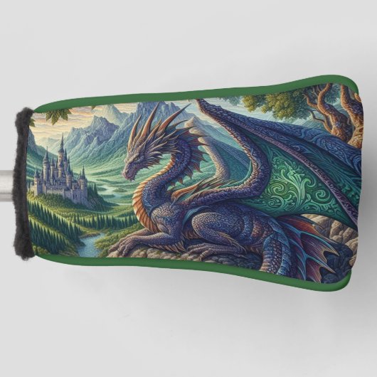 Kleurrijk, middeleeuws Drakenkasteel Golfheadcover (Voorkant)