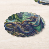 Kleurrijk, middeleeuws Drakenkasteel Kartonnen Onderzetters (Gekanteld)