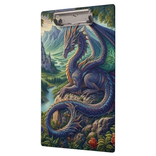 Kleurrijk, middeleeuws Drakenkasteel Klembord (Links)