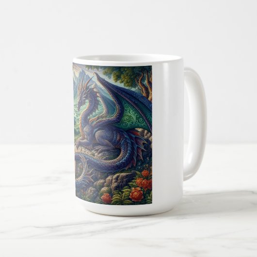 Kleurrijk, middeleeuws Drakenkasteel Koffiemok (Voorkant rechts)