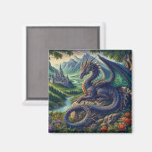 Kleurrijk, middeleeuws Drakenkasteel Magneet (Voorkant / Achterkant)