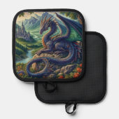 Kleurrijk, middeleeuws Drakenkasteel Pannenlap (Voorkant / Achterkant)