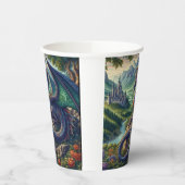 Kleurrijk, middeleeuws Drakenkasteel Papieren Bekers (Links)