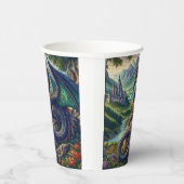 Kleurrijk, middeleeuws Drakenkasteel Papieren Bekers (Rechts)