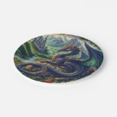 Kleurrijk, middeleeuws Drakenkasteel Papieren Bordje (Gekanteld)