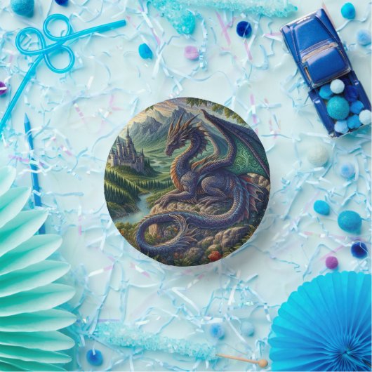 Kleurrijk, middeleeuws Drakenkasteel Papieren Kommen (Feest)