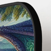 Kleurrijk, middeleeuws Drakenkasteel Pickleball Paddle (Links Detail)