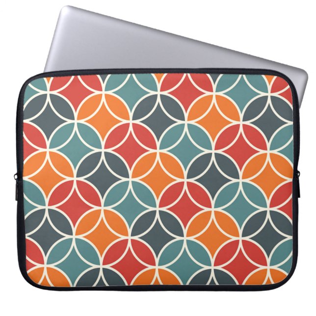 Kleurrijk midden-eeuw modern stijlpatroon laptop sleeve (Voorkant)