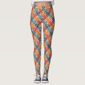Kleurrijk midden-eeuw modern stijlpatroon leggings (Voorkant)