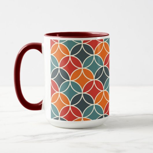 Kleurrijk midden-eeuw modern stijlpatroon mok (Links)