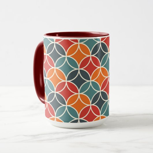 Kleurrijk midden-eeuw modern stijlpatroon mok (Voorkant links)