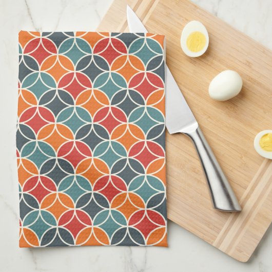 Kleurrijk midden-eeuw modern stijlpatroon theedoek (Quarter Fold)