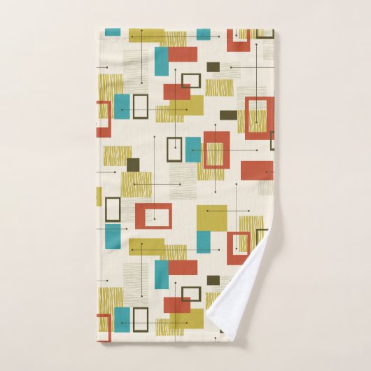 Kleurrijk Midden-Eeuw retro geometrisch patroon Bad Handdoek (Handdoek)