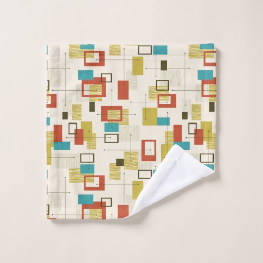 Kleurrijk Midden-Eeuw retro geometrisch patroon Bad Handdoek (Wasdoekje)