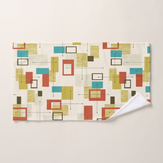Kleurrijk Midden-Eeuw retro geometrisch patroon Bad Handdoek (Handdoek)