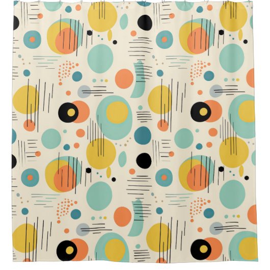 Kleurrijk Midden-eeuws modern Abstract patroon Douchegordijn (Voorkant)